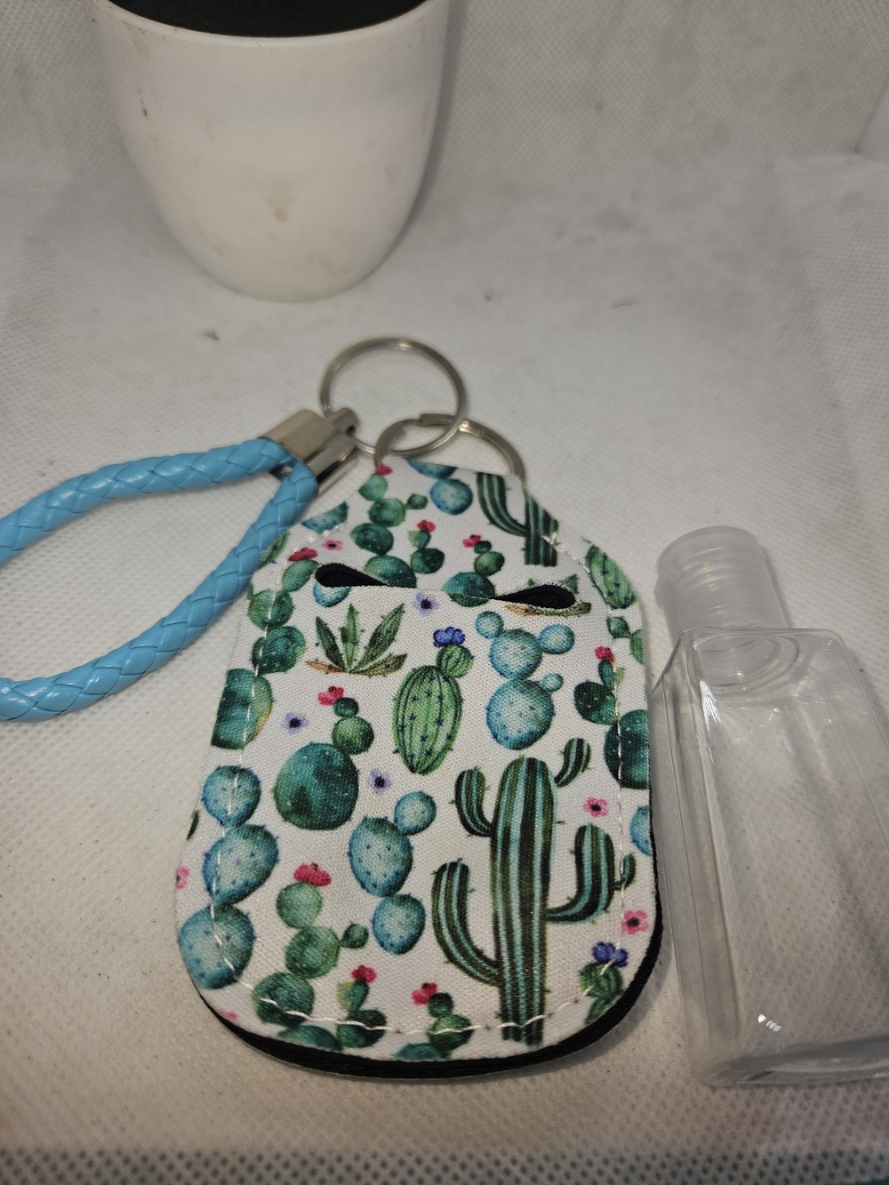 Cactus Print Key & Card Holder with Blue Wrist Strap